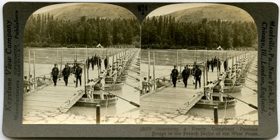 Officers Crossing a Pontoon Bridge by Keystone View Company